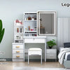 Makeup Vanity Set with Mirror and Light, Storage Drawer, Chair and Shelf, Adjustable Brightness Makeup Vanity with Light