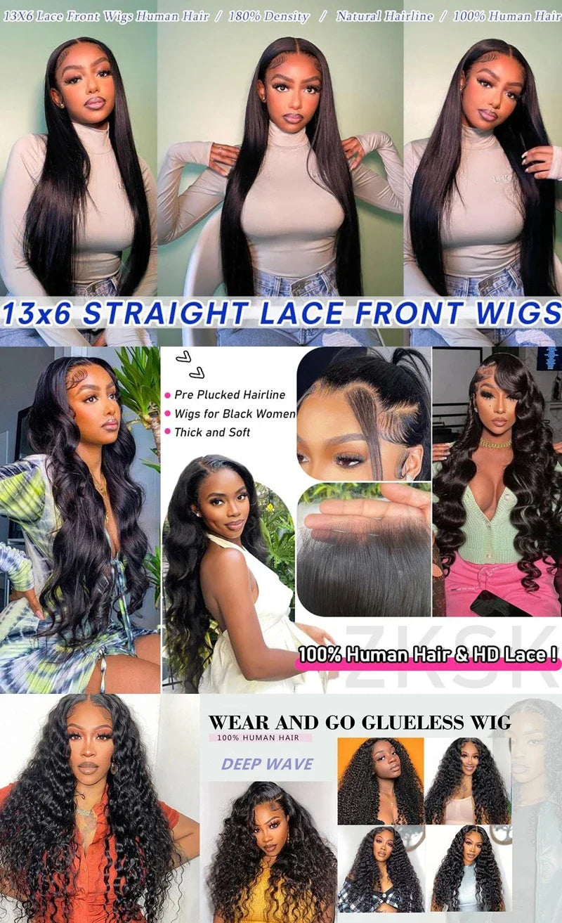 Transparent 13x4 13x6 Body Wave Lace Front Wig Human Hair PrePlucked Brazilian Human Hair Lace Frontal Wigs For Women Bling Hair