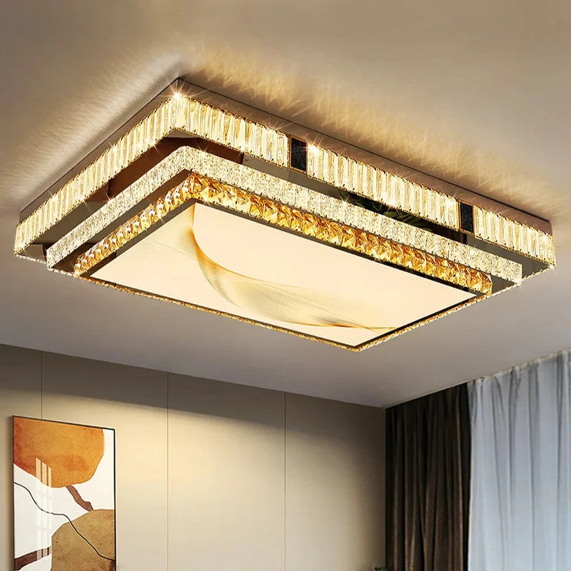 Luxury Ceiling Chandelier Gold Modern Led Lights Home Decor K9 Crystal Lustre for Living Room Bedroom Bathroom Home Appliance