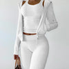 Autumn Winter Double-sided Velvet Vest 3 Piece Set For Woman's Fashion Hooded Sweatshirt Jacket Slim Pocket Trousers Female Suit