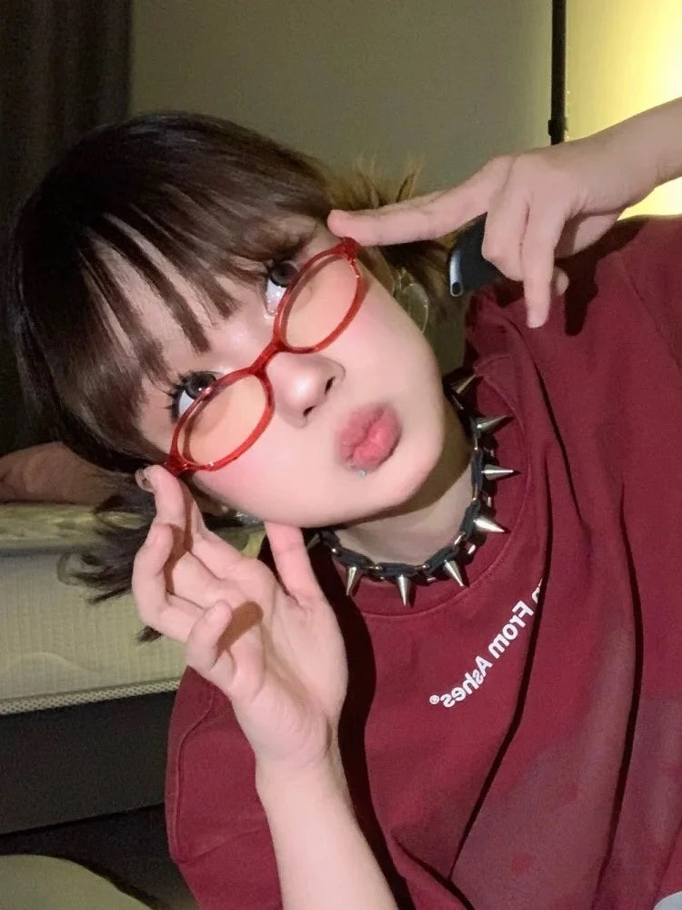 Neue Y2K-Retro-Brille, blaugrün, eckig, kleiner Rahmen, Damen-Anti-Blaulicht-Brille, Mode-Brillengestell 2024