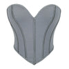 Women'S Strapless Solid Bustier Corset Fishbone Push Up Waist Trainer Crop Tops Sleeveless Backless Padded Bandeau Bikini Top