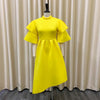 Elegant Party Dresses for Woman 2024 New O Neck Ruffles Sleeve High Waisted Asymmetric Mid Calf Luxury Birthday Dinner Vestidos