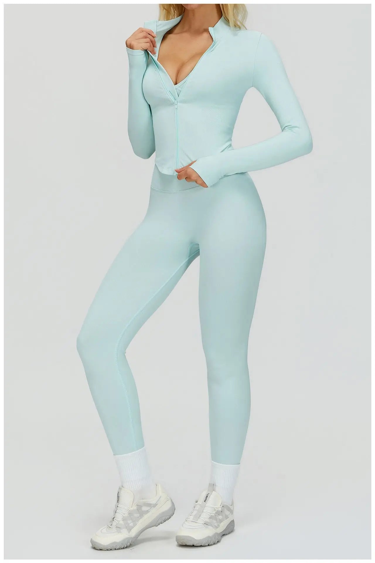 SWELTERING 2/3PCS Seamless Yoga Set Gym Clothes Sportswear Fitness Suits Women Workout Bra Crop Top Long Sleeve Sports Suits