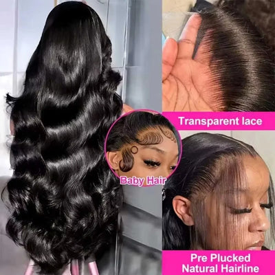 20 40 Inch Body Wave 360 Full Lace Frontal Wigs 100% Human Hair Preplucked Brazilian 250 Density Water Wave 13x6 Lace Front Wig