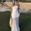 TARUXY Mode Trägerloses Kleid mit Band Frauen Elegantes Ärmelloses Mesh Strand Urlaub Langes Kleid Frühling 2025 Neues Damenkleid