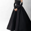 Bella Schwarzer Satin Perlen Abendkleider One Shoulder A-Linie Ballkleider Maßgeschneiderte Lange Ärmel Bodenlanges Hochzeitskleid