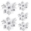 5 Stück 14,5 cm Glitzer künstliche Weihnachtsblumen fröhliche Weihnachtsbaumdekoration Neujahrsornamente gefälschte Blumen Weihnachten Natal