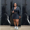 Two Piece Sets Women Denim Skirt Hooded Zipper Tops Short Dress Sets Skirts A Line High Waist Y2k Streetwear Elegant Slim Fit