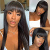 Glueless Wig With Bangs Human Hair 3x1 HD Lace Straight Human Hair Wigs For Woman Brazilian Cheap Wigs Full Machine Made On Sale
