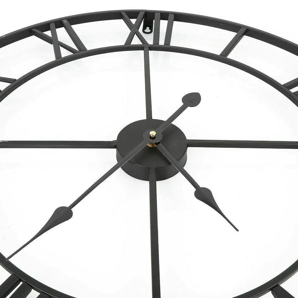 Modern 3D Large Wall Clocks Roman Numerals Retro Round Metal Iron Accurate Silent Nordic Hanging Ornament Living Room Decoration