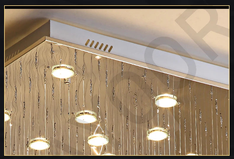 Kronleuchter K9 Kristall Pendelkugel Quadratischer Kronleuchter Beleuchtungskörper Regentropfen Vorhang Glas Kronleuchter LED-Licht