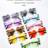 Randlose Sonnenbrille Damen Luxusmarke Strass Sonnenbrille Damen Niedliche Herzform Punk Party Brille очки від сонця женские