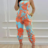 Elegant Women's jumpsuit 2024 Summer Fashion Strap Hollow Sexy Off waist Printed jumpsuit
