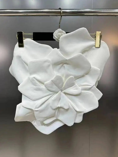 DEAT Fashion New Women's Multi 3D Flower Strapless Tops 2026 Summer Trendy Sleeveless Backless Zipper Camisole Female 11XX9050