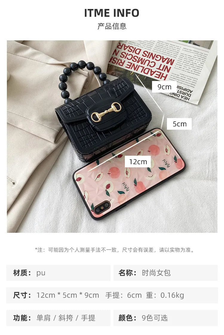 Fashion Mini Handbags PVC Crossbody Coin Purse Crocodile Pattern Pearl Handbag Plastic Small Chain Jelly Bag For Girl Wholesale
