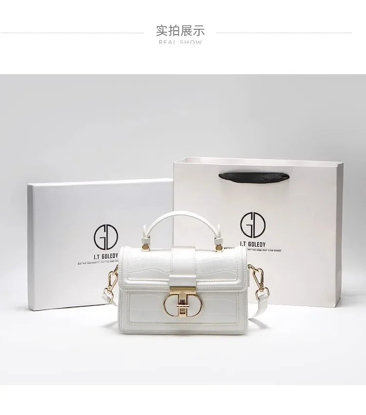 Luxuriöse Designer-Taschen mit hochwertigem Alligator-Prägeleder und zartem Metalldesign, tragbare Umhängetasche für Damen