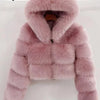 Women Warm Faux Fur Coat Winter Vintage Gradient Jacket Furry Outerwear Jackets Hooded Coats Plus Size Autumn Winter Streetwear