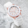 4er-Set Damen Silikonuhr Weiß, Pink, Rot, Schwarz Quarzuhr-Set