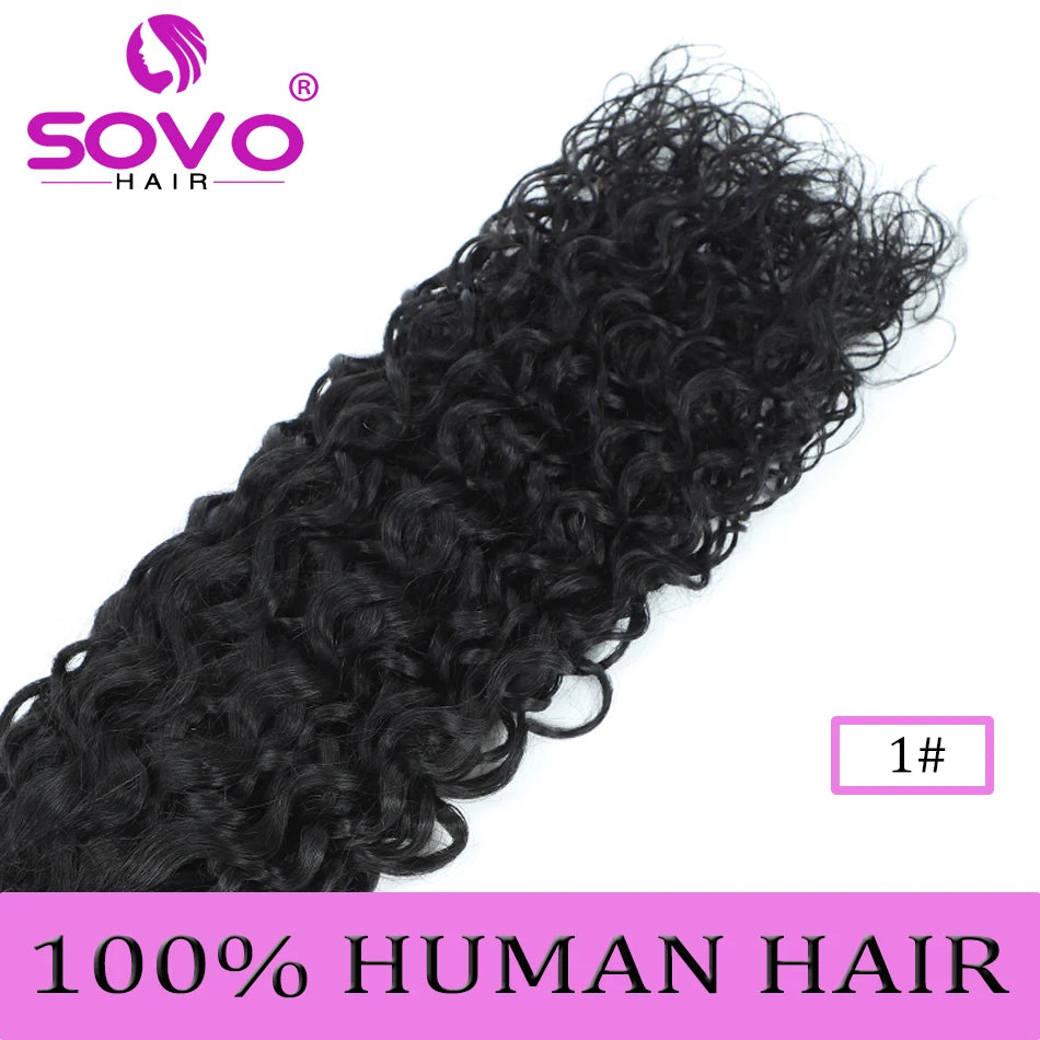 SOVO Honey Blonde Water Wave Human Hair Extensions 100 G Highlight P6/613 Natural Wet and Wavy Peruvian Curly Hair Weave Bundles