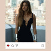 Schwarzer ärmelloser V-Ausschnitt-Jumpsuit mit Bandage-Oberteil und Cut-Out-Details – Abend- und Cocktailparty-Outfit