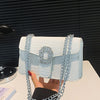 Crocodile Embossed Shoulder Bags For Women Flap PU Leather Fashion Rhinestone Decor Small Square Crossbody Bag Designer Handbag