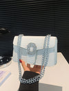 Crocodile Embossed Shoulder Bags For Women Flap PU Leather Fashion Rhinestone Decor Small Square Crossbody Bag Designer Handbag