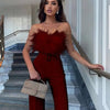 Damen Sexy Jumpsuit Brustwickel Frühling Sommer Mode Weiblich Elegant Weiß Empire Lässig Gerade Lange Jumpsuits