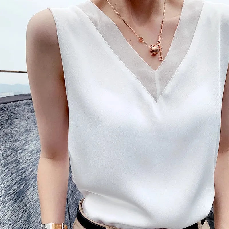 Silk halter V-neck sleeveless bodice Satin vest lace with beautiful back summer jacket with suit top