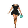 Damen Partykleid Ärmellos Glänzende Pailletten Feder Abendkleid Sexy schulterfrei rückenfrei Mini Formelle Ballkleider HXY8