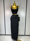 Summer New 2025 Women Sexy Flower Black Red Bandage Two Piece Set Celebrity Evening Party Skirt Suits Luxury Birthday Outfit