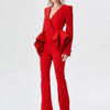 Pantsuit Suits Blazer Women Red Orange New Design Flare Pants Set Two Piece Sets Festival Office Business Female Suit Outfits