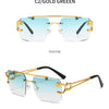 KAMMPT Vintage Rimless Sunglasses Men Women Fashion Oversized Square Shades Eyewear New Double Bridge Gradient UV400 Sun Glasses