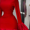 CM.YAYA Women O-neck Long Flare Sleeve Ruffles Mini Dress 2025 Spring Sweet Sexy Birthday Evening Night Party Vestidos Dresses