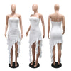 CM.YAYA Women Strapless Sleeveless Ruched Stacked Mini Dress 2025 Summer Beach Vacation Party Birthday Street Sexy Dresses
