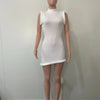 Joskaa Elegant Solid Stand Collar Sleeveless Bodycon Irregular Mini Dress for Women 2024 Summer Evening Birthday Party Clubwear