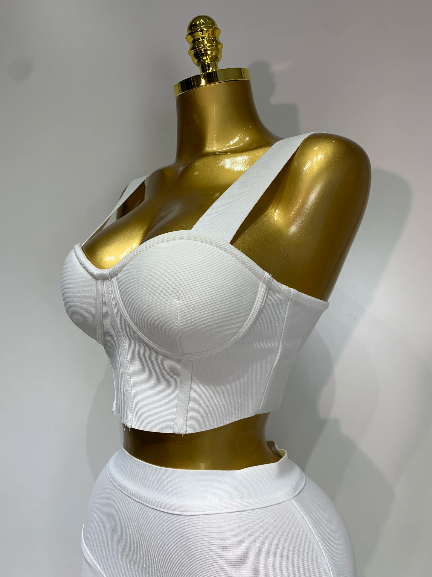 Damen sexy Top kurzer Rock Bodycon Bandage Zweiteiler Sets Weiß Schwarz 2025 Abendparty Luxus Geburtstag Outfit Nachtclub Anzüge