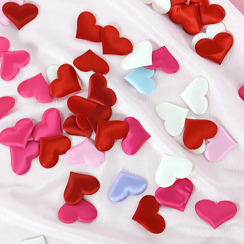 100/200 Stück künstliche Liebe Herz Blütenblätter Valentinstag Hochzeit Party Konfetti Blütenblätter Schwamm Satin Stoff Tisch Bett Dekorationen