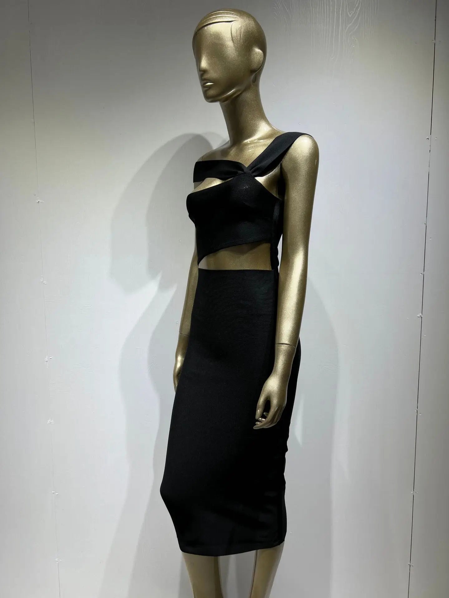 Damen Sommer sexy ausgehöhltes braunes Midi knielanges Bodycon-Bandagekleid 2023 Designer elegantes Abendpartykleid Vestido
