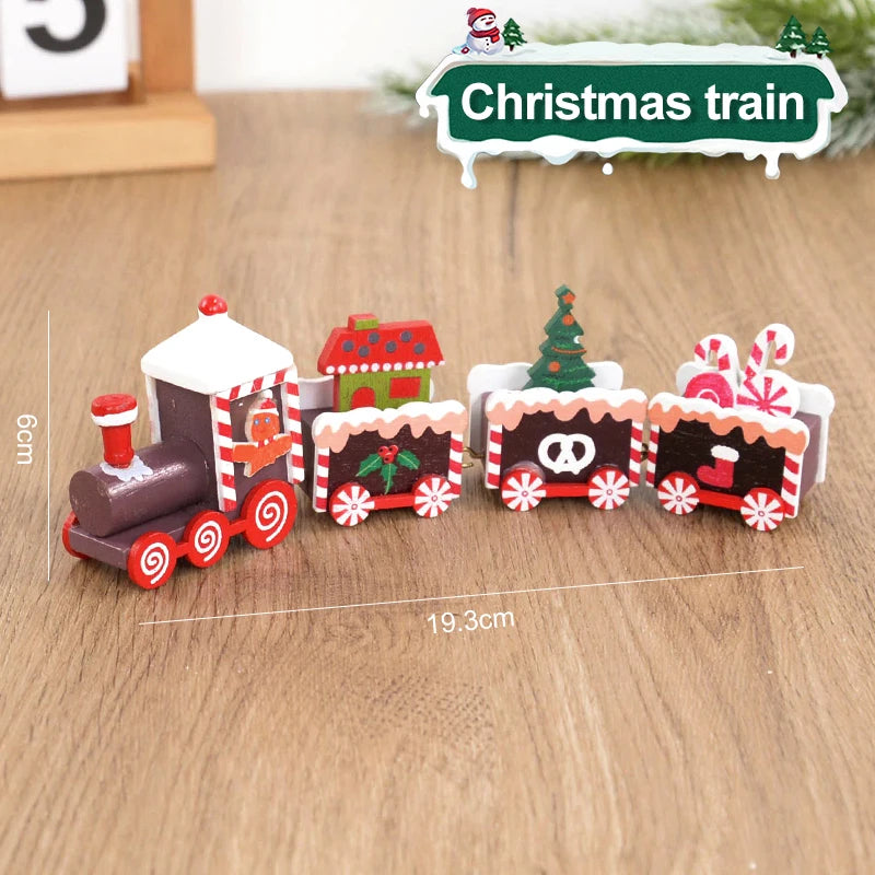 Weihnachten Holzeisenbahn Frohe Weihnachten Dekorationen für Zuhause 2024 Weihnachtsbaumschmuck Navidad Noel Kindergeschenk Frohes Neues Jahr 2025