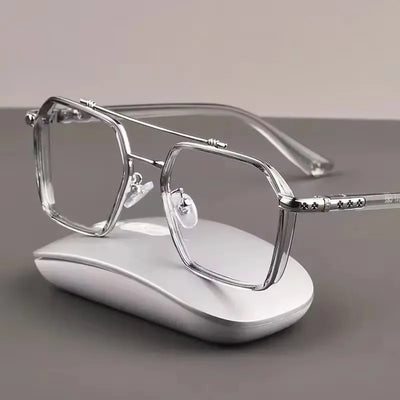 NEU Doppelsteg quadratisch Anti-Blaulicht Brille Damen Herren Vintage Transparent Computerbrille Oversize Gestell Lesebrille