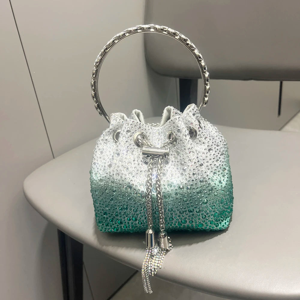 Handle Rhinestones Evening clutch Bag Purses and handbag luxury Designer shoulder bag Shiny Crystal Clutch purse bucket bag