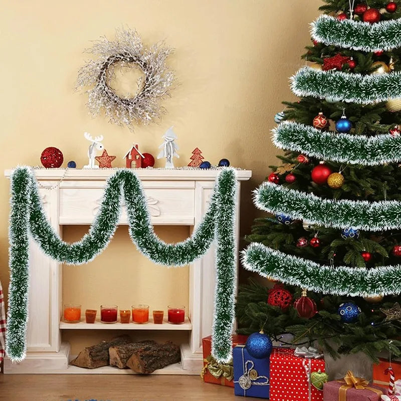 Weihnachten Grüne Zuckerrohr Bänder Girlande DIY Weihnachtsbaumschmuck Grüne Zuckerrohr Bänder Kranz Hängender Anhänger Haus Party Dekoration