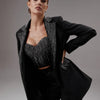 Customize Black Sequins Women Pants Suits Slim Fit Girls Blazer Set 3 Pieces Custom Made Jacket For Lady Party Prom Wedding Wear