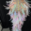 Nightclub Party Celebration Sexy Feather Rhinestone Dress Women Elastic Sleeveless Prom High Slit Dress Stage Performance Outfit