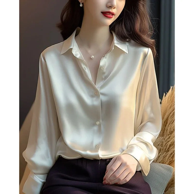 Frühling Herbst Damen Uni Rollkragenblusen Knopfleiste Elegant Locker Langarm Oberteile Büro Damen Französisches Schwarzes Hemd Tops