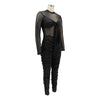 Sexy Mesh Patchwork Jumpsuits for Women Elegant Long Sleeve Bandage One Piece Party Long Bodysuit