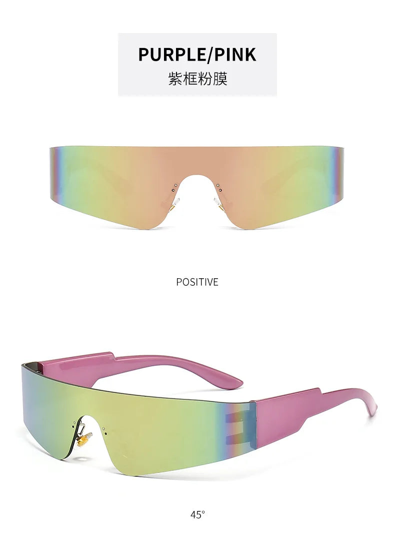 Neue Mode Bunte Sport-Sonnenbrillen Damen Cyberpunk Randlose Sonnenbrille Anti-UV Fahr-Sonnenbrille UV400 Oculos De Sol