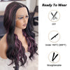 Pink Highlight Colored Lace Front Wig Synthetic Glueless Loose Wave Pre Plucked 13x4 HD Transparent Lace Frontal Wigs For Women