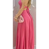 Women's Pink Two Piece Set Halter Collar Crop Top Split Maxi Skirt Ideal for Evening Parties Summer Weddings Chic Outings